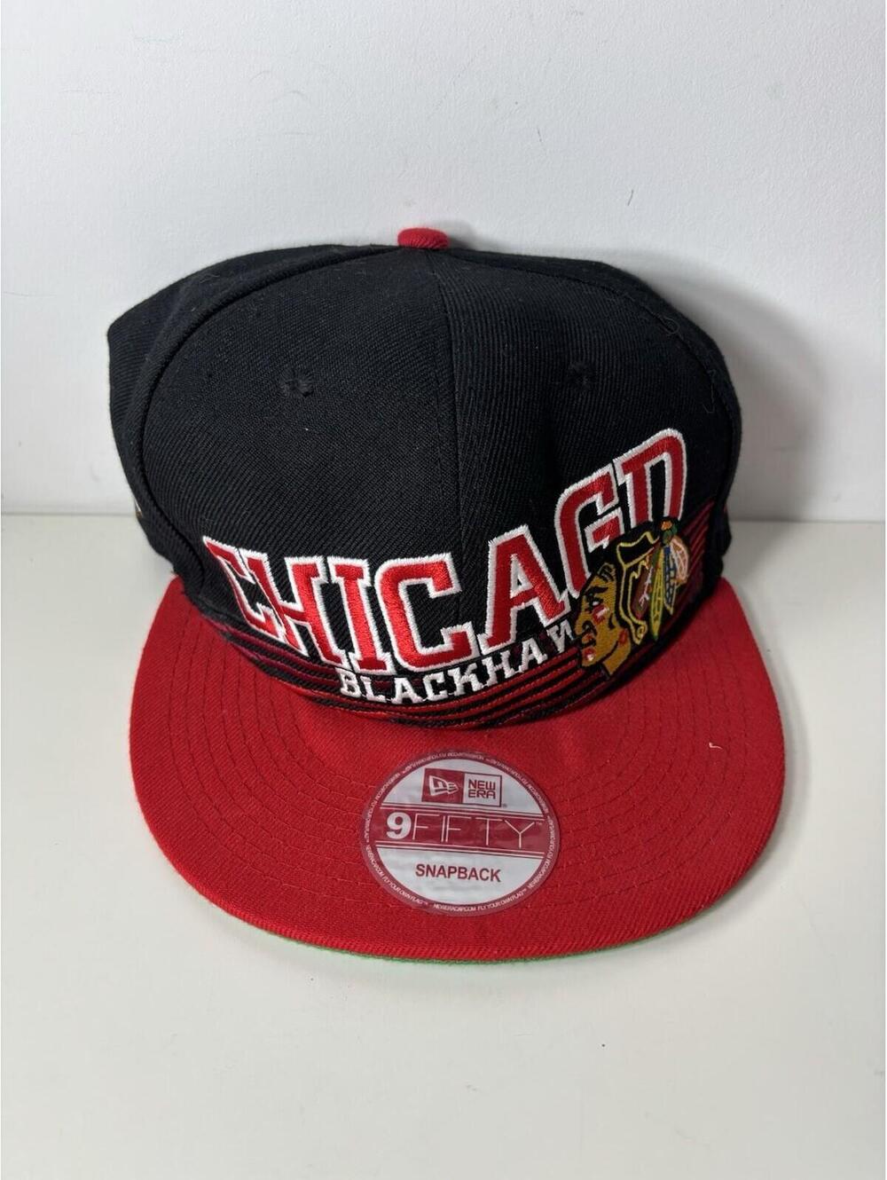 Chicago Blackhawks Hat NHL New Era 9Fifty Snapback Spell Out Vintage Cap